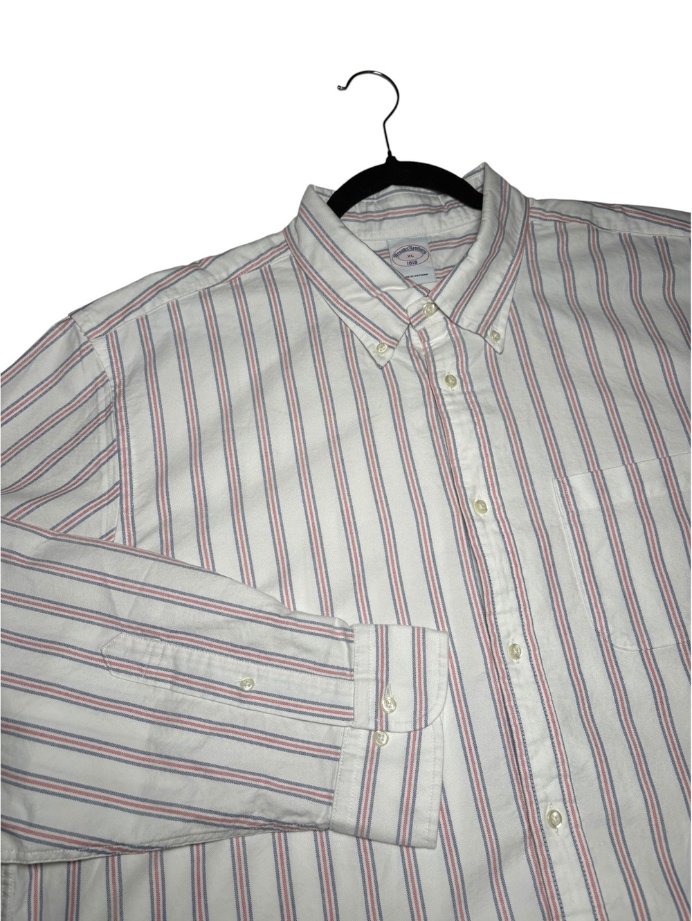 Brooks Brothers NWT White Blue Striped Long Sleeve Button Up Shirt XL 18.5/36